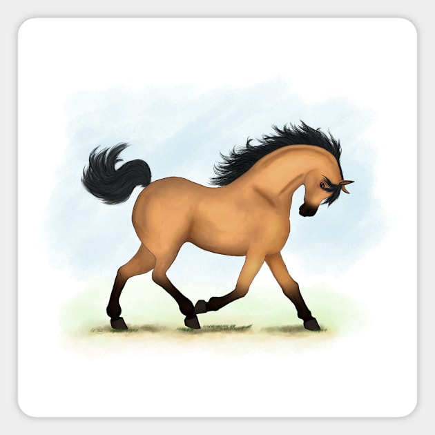 Totting Buckskin Horse Magnet by Mozartini